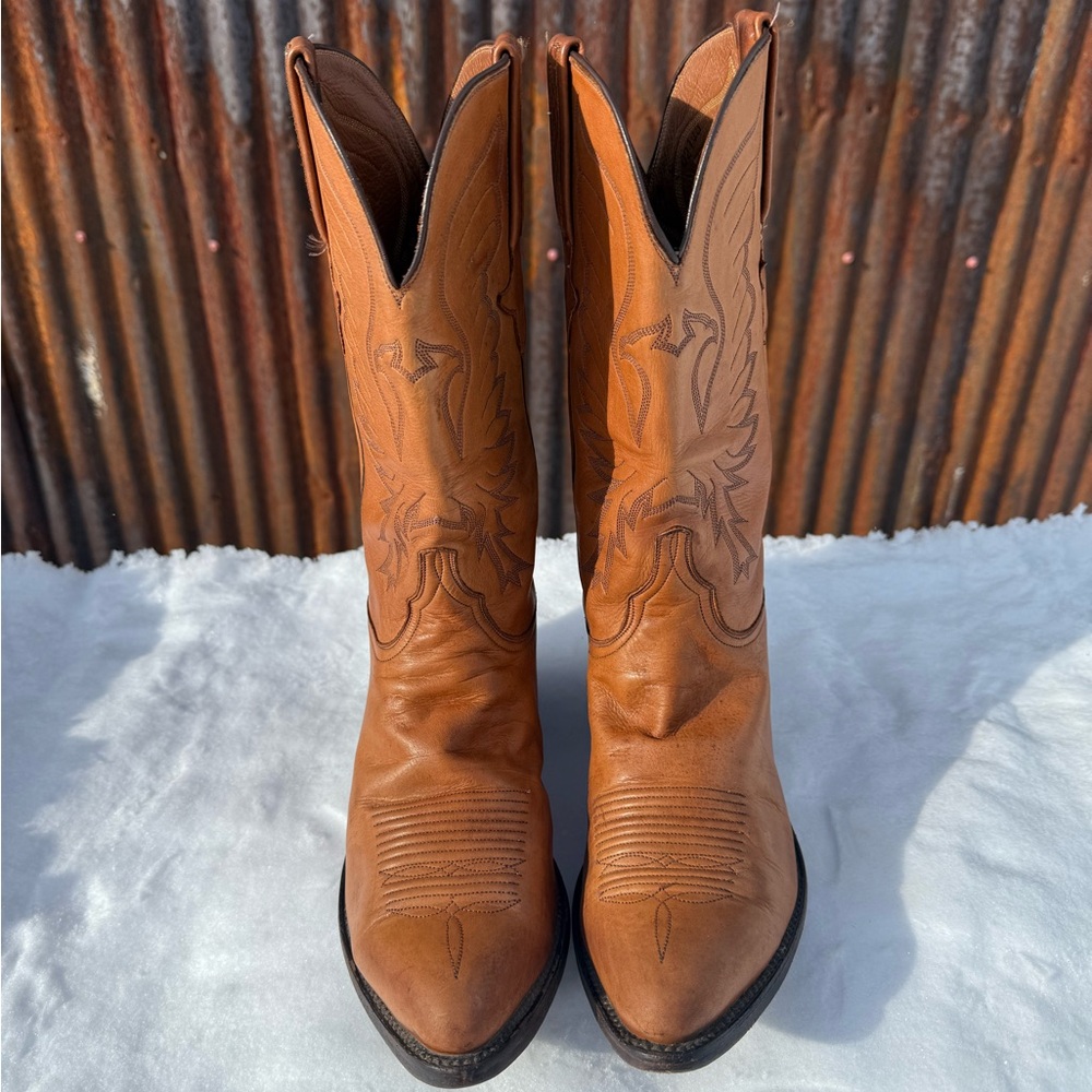 Vintage Lucchese brown leather cowboy boot